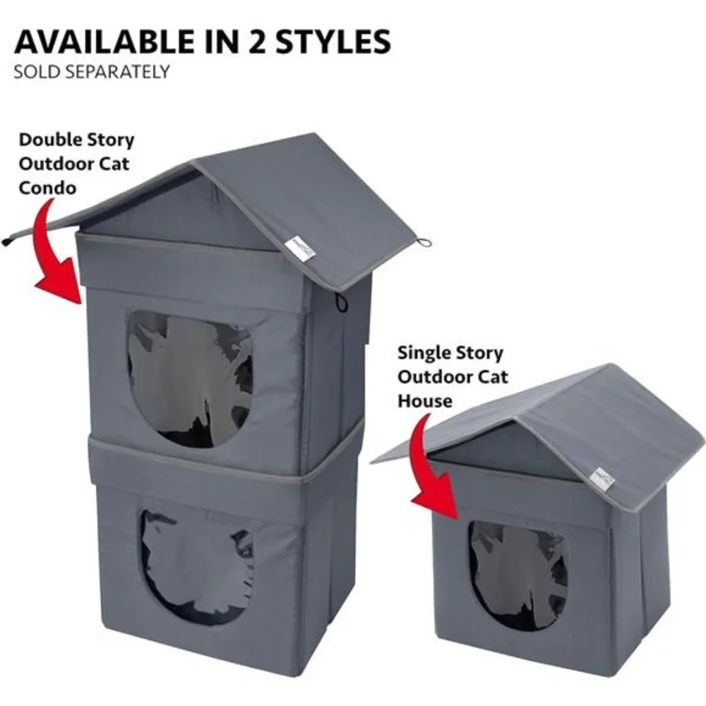 Kitty City Outdoor Stackable Cat House, Cat Cube, Water Resistant Condo